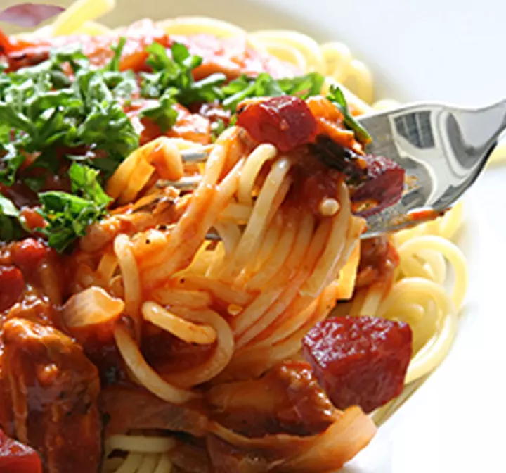 Recette de spaghettis à la bolognaise de chorizo César Moroni