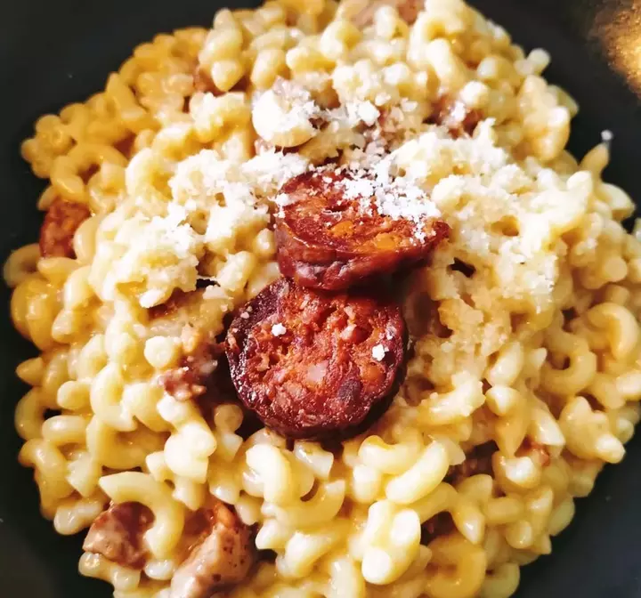 Recette de coquillettes façon risotto au chorizo César Moroni